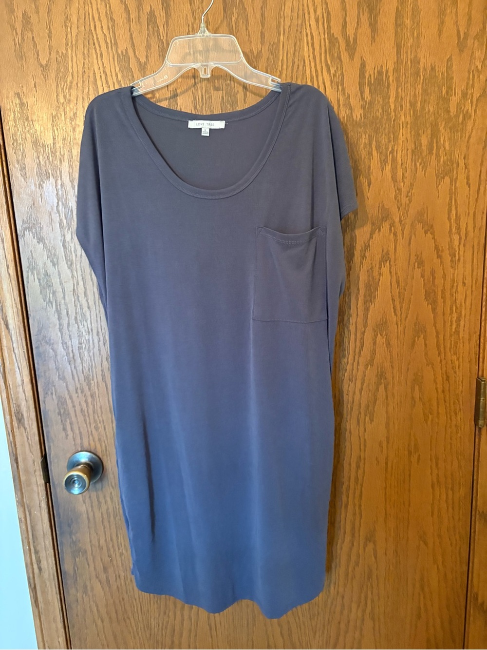 Love Tree Slate Blue Scoop-Neck Pocket Tunic Dress